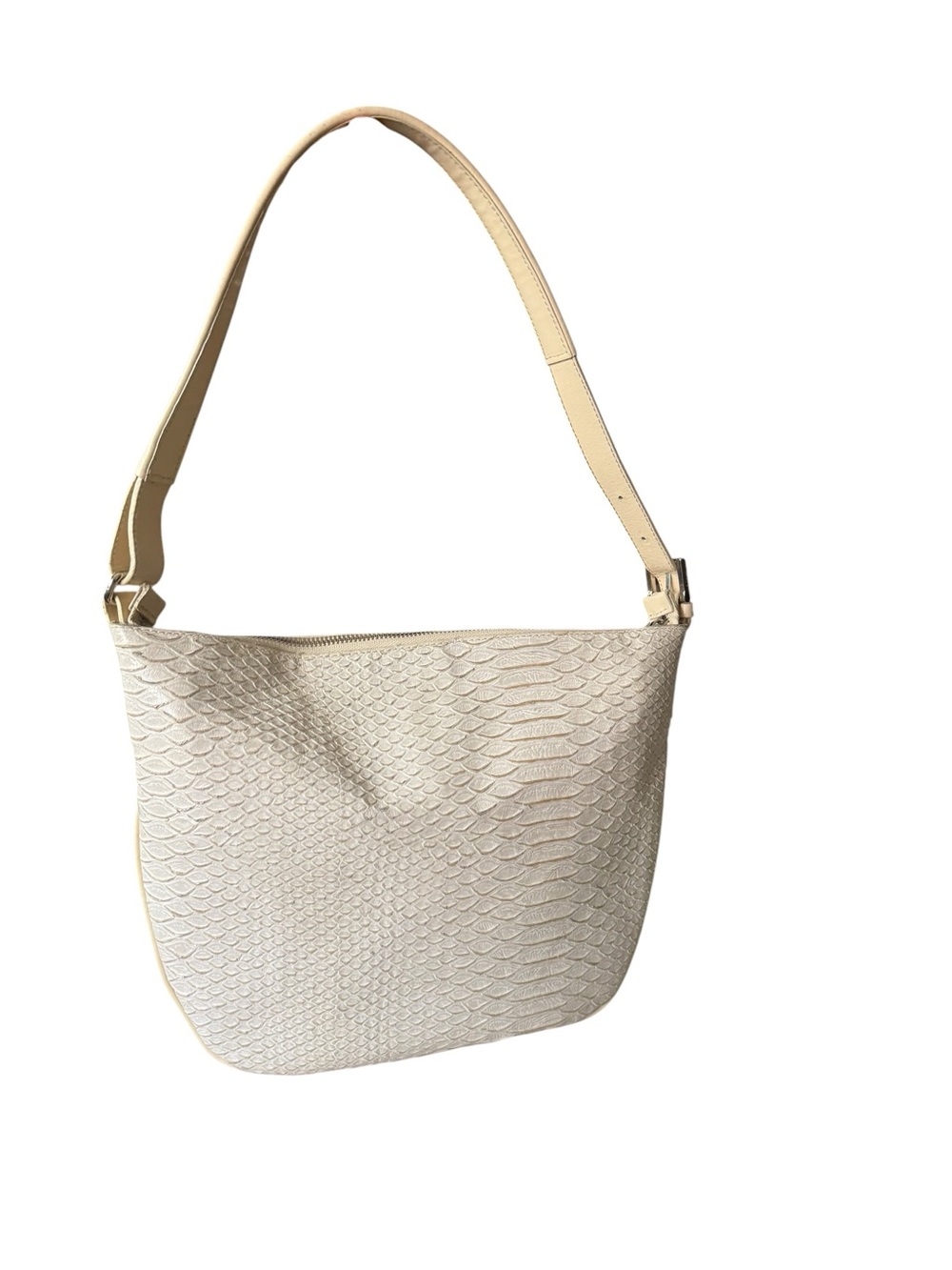 Furla Croc Embossed Leather Hobo Shoulder Bag